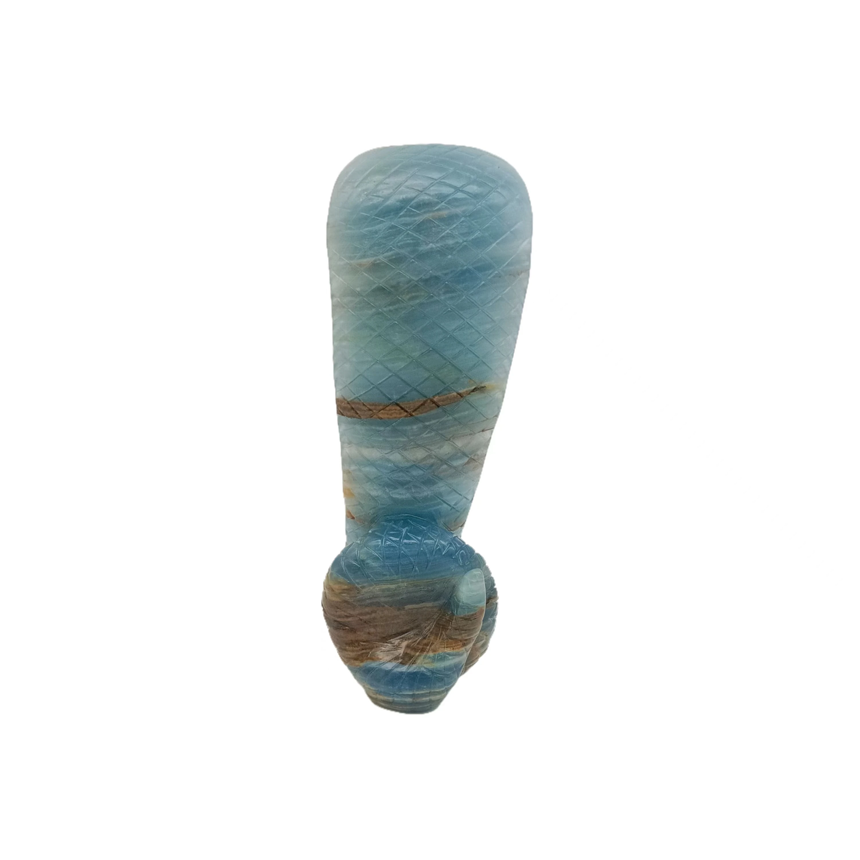 Imagem -02 - Mão de Cristal Esculpida Gemstone Blue Onyx Snake Escultura Fine Art Ophidian Forma Estátua Presente de Cura Decoração Home Personalização