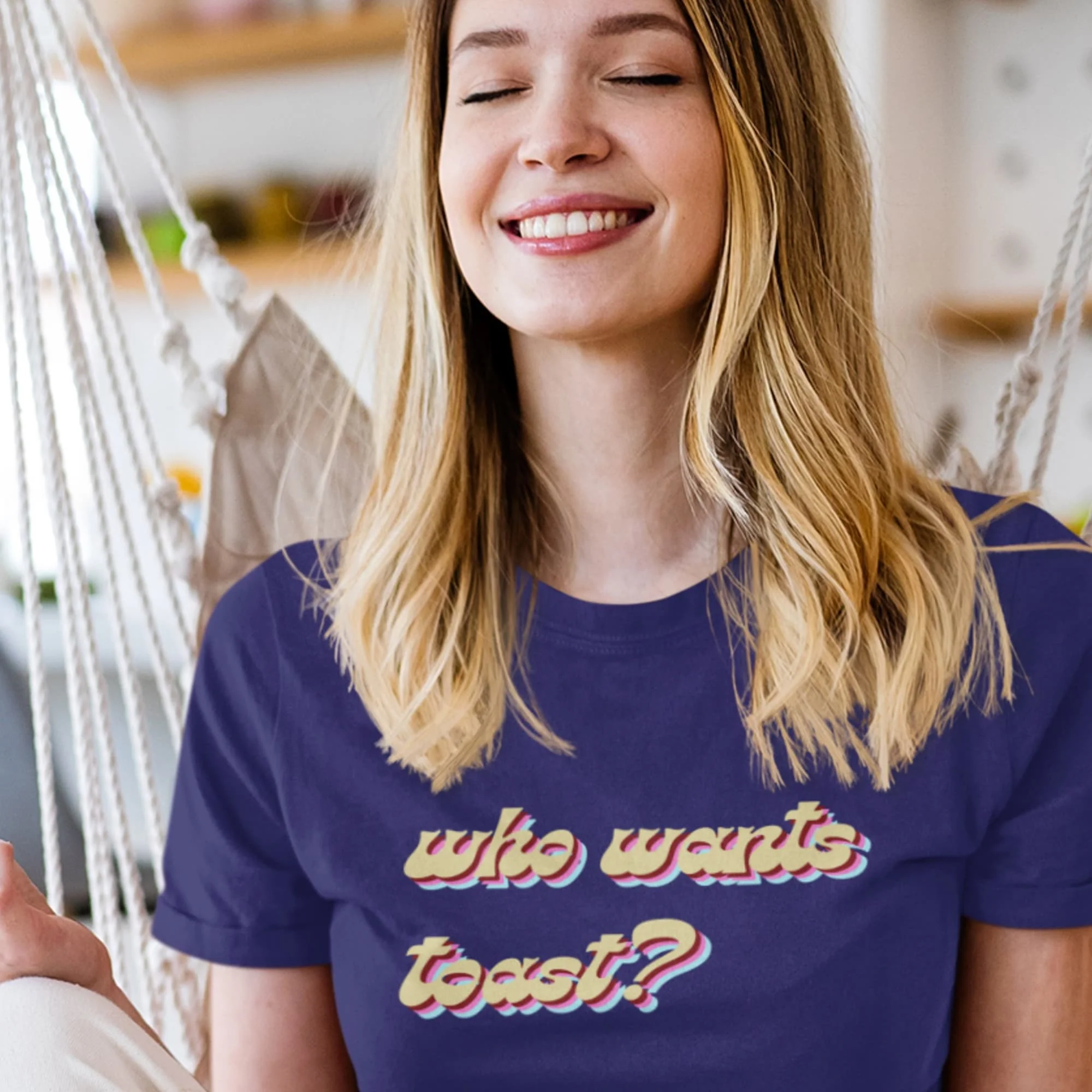 Who Wants Toast Throwback Retro Fonts Funny T Shirt Nonsense Comical Foodie 70'S Text 80'S Colors