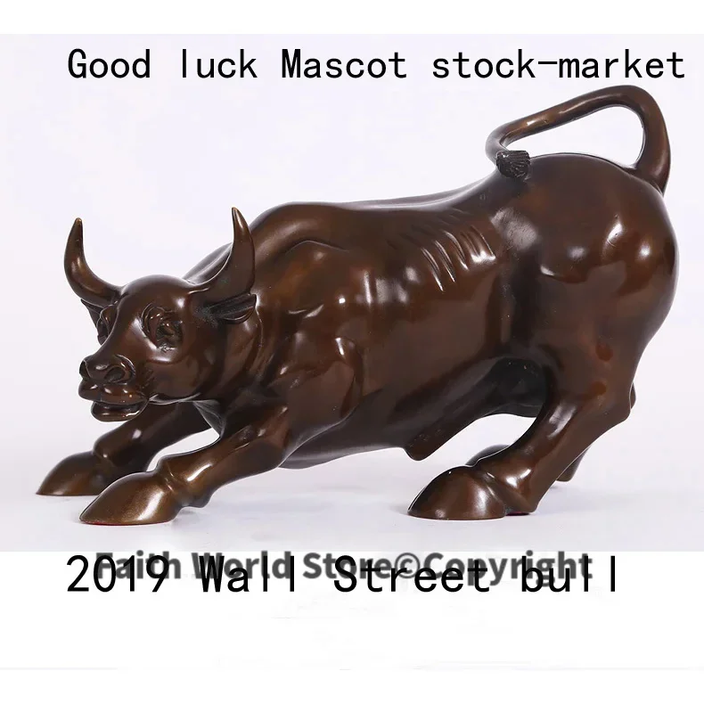 GOOD -2020 Good luck Mascot stock-market Wall Street bull BRONZE Decorative sculpture HOME company Shop OFFICE TOP Business art