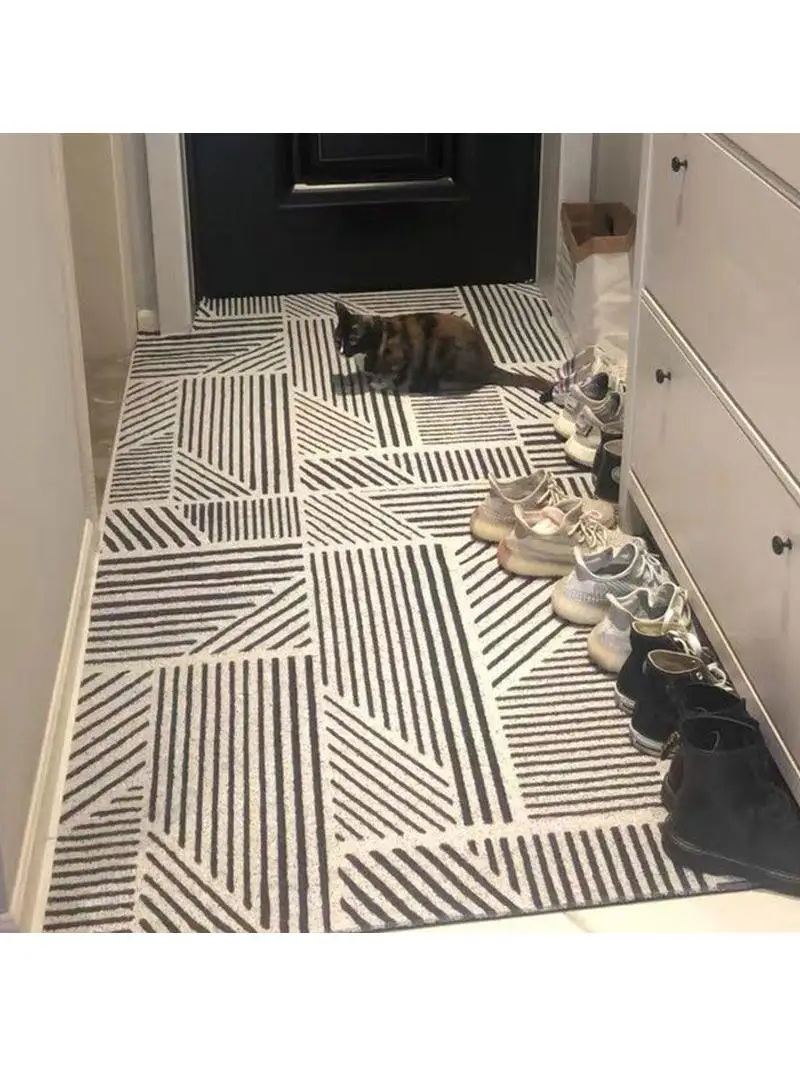 

Nordic Style Door Mat Indoor Outdoor Non-Slip Rug Customizable Size Balcony Entrance Floor Carpet Modern Simple Polyester Fiber