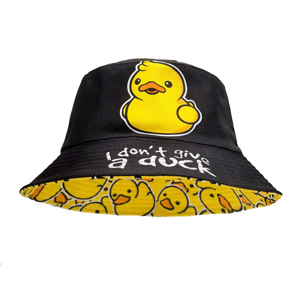 Chapéus Panamá com Estampa de Pato Dupla Face, Chapéus de Pescador com Proteção Solar para o Verão, Chapéus Bucket para Mulheres e Homens, Chapéus de Sol para Viagem e Praia, Decorativos