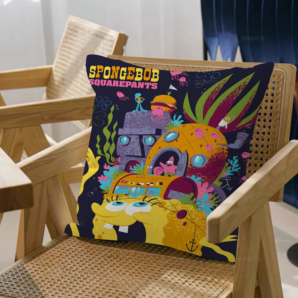 Cartoon S-Spongebob Pillow Gifts Home Office Furnishings Bedroom Sofa Car Cushion Cover Case 45x45cm