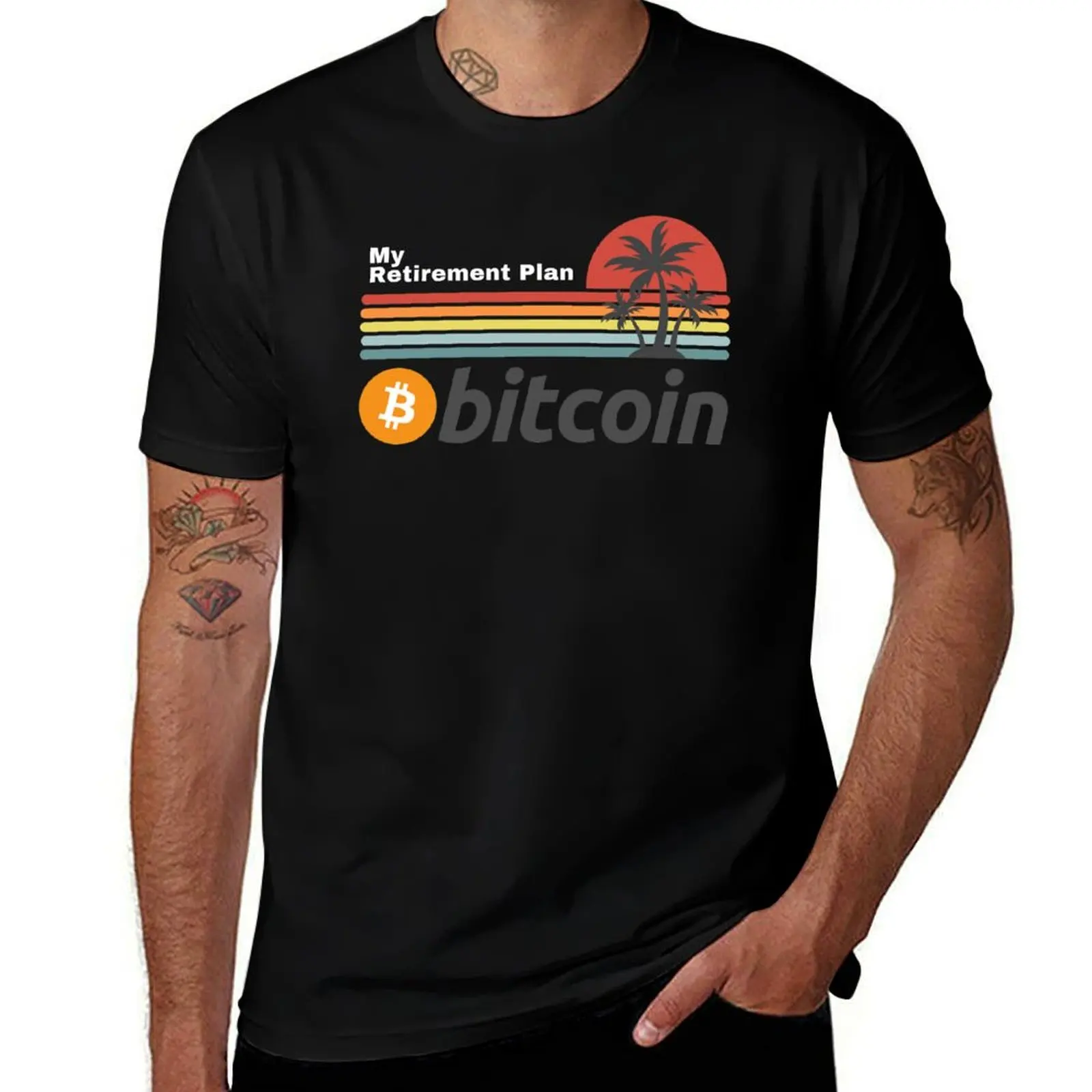 

My Retirement Plan - Bitcoin Retro Sunset T-Shirt luxury designer shirts graphic heavyweights clothes for men