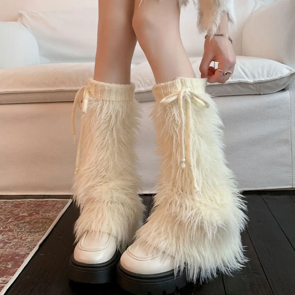 

Vintage Knitted Winter Leg Warmers Y2K Foot Cover Leg Coverings Lolita JK Kawaii Furry Leg Warmers Spicy Girls
