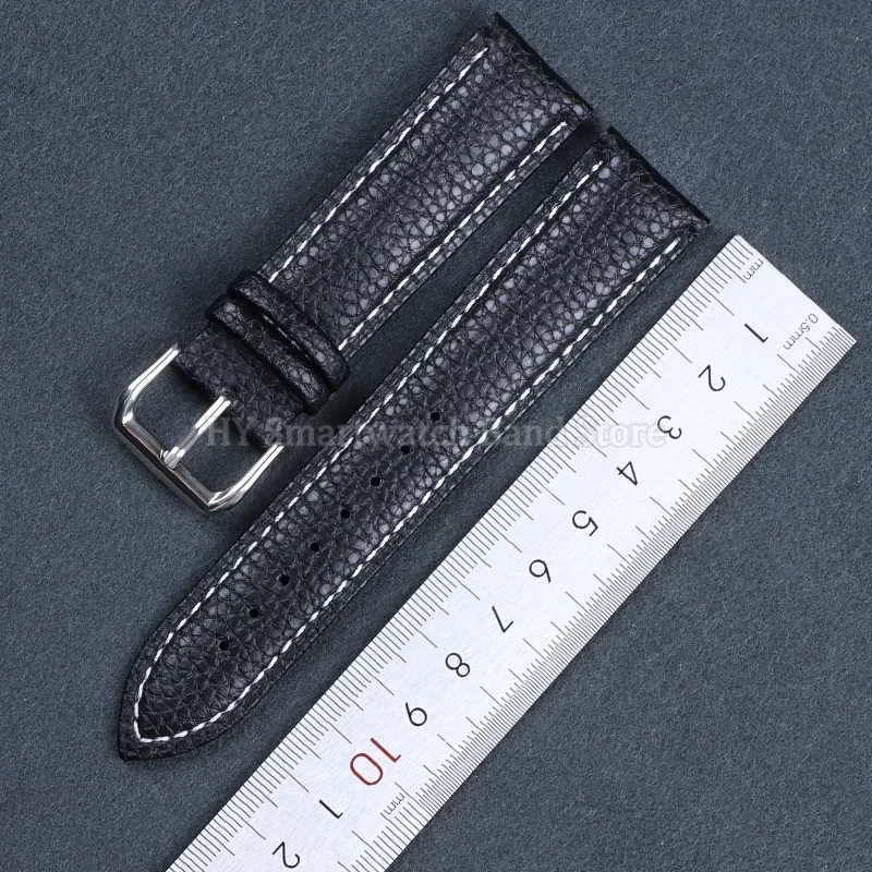 12 мм, 14 мм, 16 мм, 18 мм, 19 мм, 20 мм, 22 мм, 24 мм, мягкий кожаный ремешок для часов, сменный браслет из воловьей кожи, браслет с узором личи, аксессуар