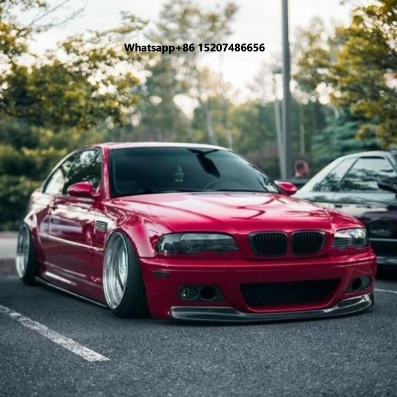 Fit  E46 Bumper High Quality PD Style Fibreglass Front/Rear Bumper Side Skirts Bolt-On Upgrade for E46 3 Series 4 Door Sedan
