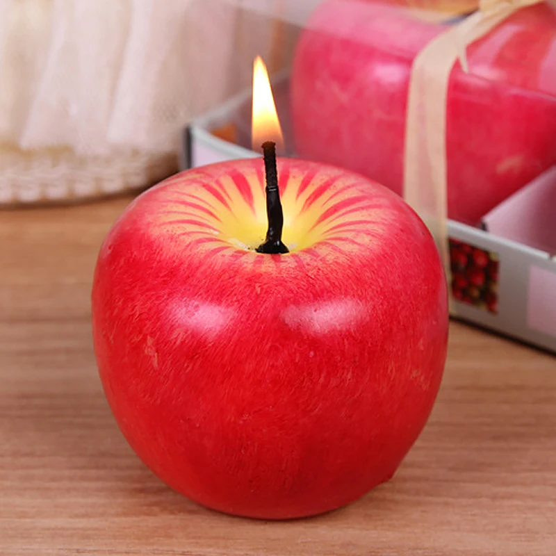 Christmas Red Apple Shaped Candles Xmas Eve Aromatherapy Candle Ornaments for Wedding Birthday New Year Party Home Decor