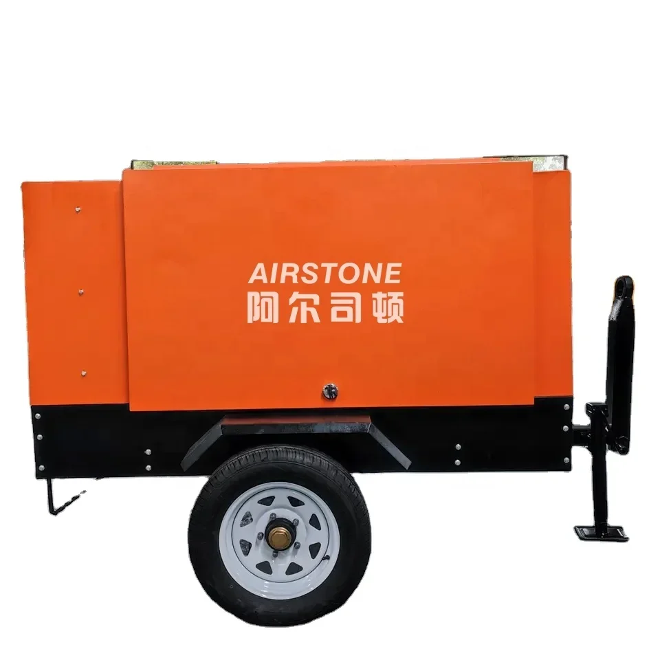 New Portable  Engine Drive 185 375 390 400 750 CFM Industrial Mobile Movable Screw Air Compressor For Mining Machine