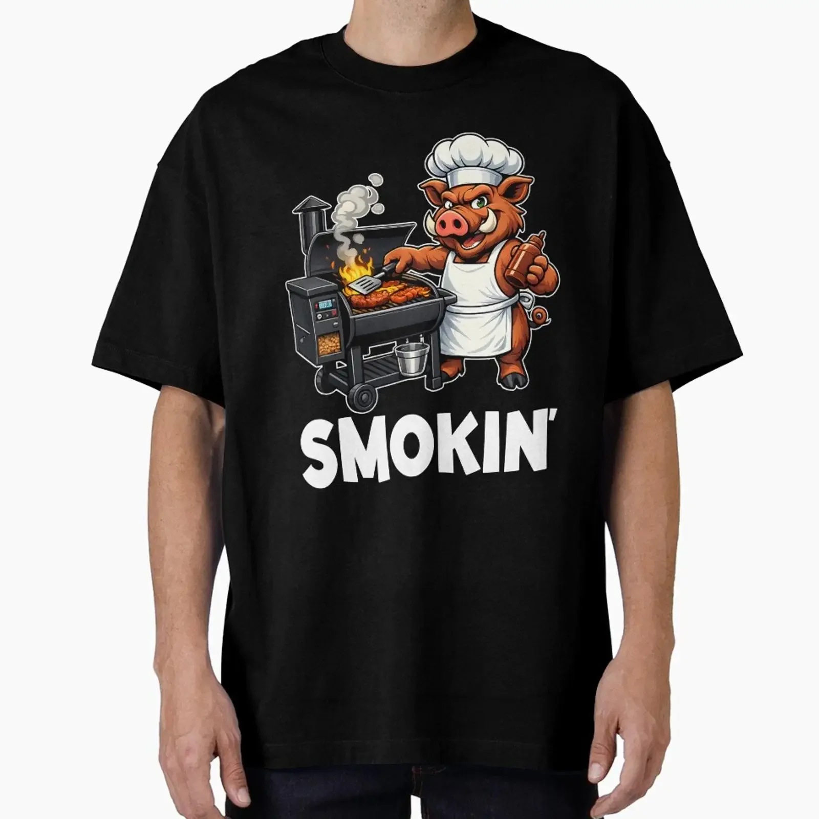 The Ultimate Pitmaster Smokin Hog Wild BBQ T Shirt designed and sold by Frog Level Treasures vintage Washed Soft graphic Casual