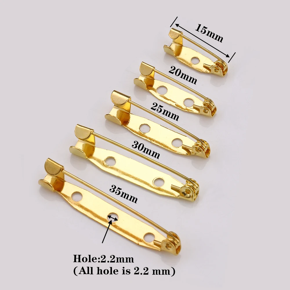 50pcs 15-35mm Brooch Clips Pin Base Silver Gold Safety Pins Brooch Blank Base Settings for DIY Jewelry Making Findings Supplies