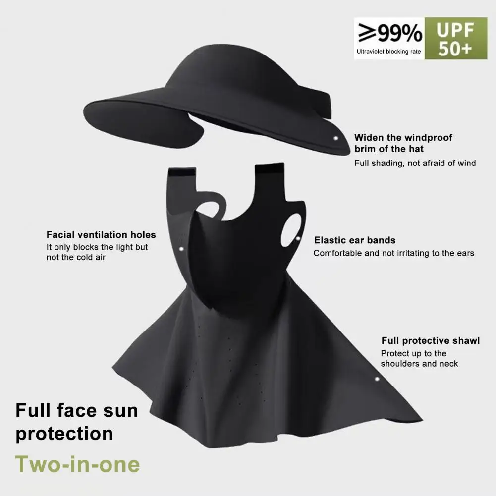 

Sun-proof Lightweight Hat Lightweight Breathable Head Covering Sun-proof Women's Hat with Face Guard Shawl Breathable for Large