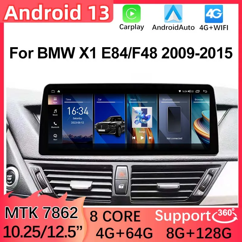 

Android 13 MTK7862 8 + 128G 12,5 "10,25" Мультимедийный видеоплеер для BMW x1 E84 F48 Apple Carplay GPS-навигация раздельный экран BT 4G