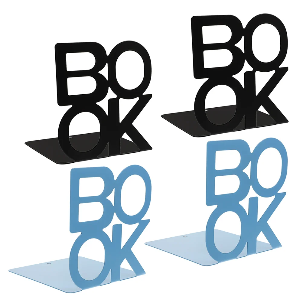 4 قطعة Bookend متعددة الوظائف منظم كتب معدني حامل كتب أنيق للأرفف الكربون الصلب الدفتين دراسة الزخرفية