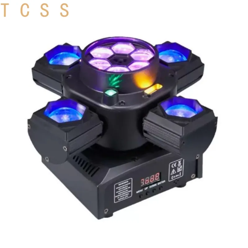 4-in-1 RGBW Bee Eye Moving Light 6 Arms Laser Strobe Sound Activated KTV DJ Disco Lamp