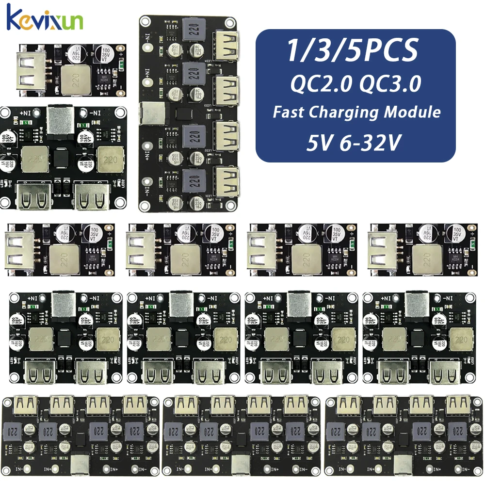 

USB QC3.0 QC2.0 DC-DC Buck Converter Charging Step Down Module 6-32V 9V 12V 24V to Fast Quick Charger Circuit Board 3V 5V 12V