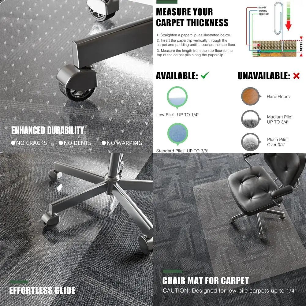 

Коврик для стула из ковра 46x60 — прозрачная нескользящая защита для домашнего офиса и игровых полов