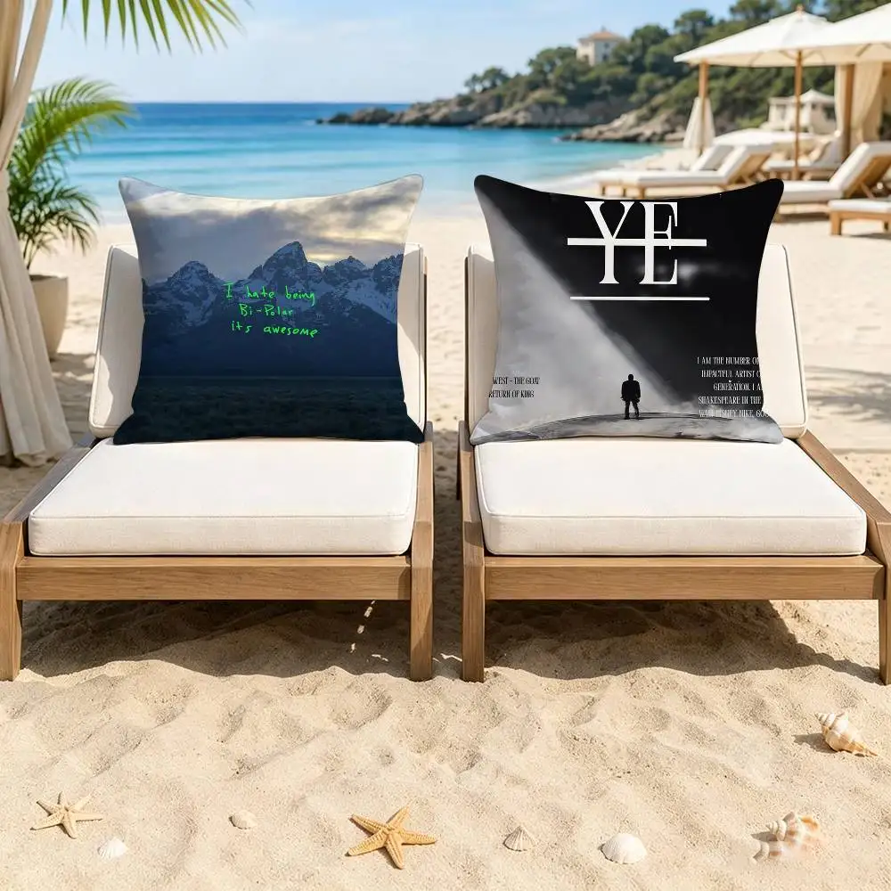 K-Kanye W-West Y-Ye Rapper Anime   Trendy-style decorative throw pillow cover insert not included fauxembroidery design