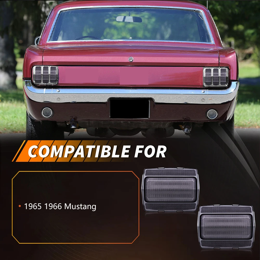 2Pcs For 1964 1965 1966 Ford Mustang Rear Bumper Backup Light Reverse Light Brake Light Tail Light Reflector Light Cover No Bulb - view 2