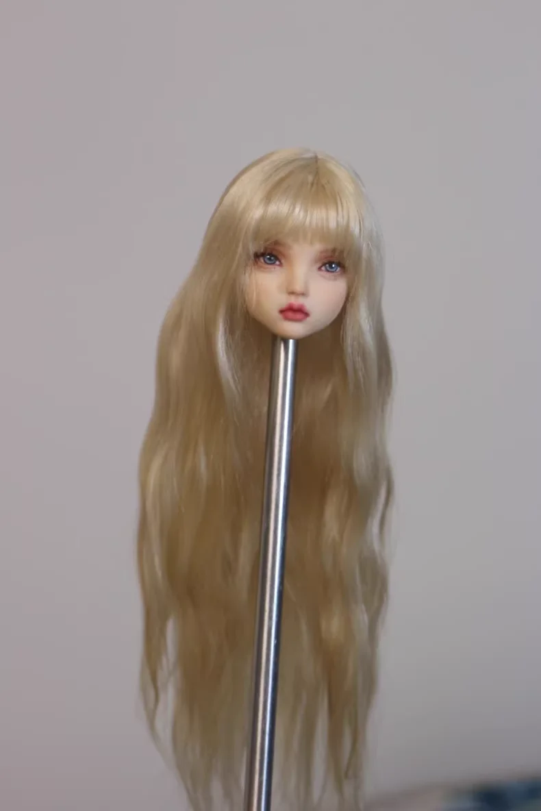 

Handmade 1/6 Scale Wig Model Combing Mohair Natural Curls Hard Shell Toy fit Head Circumference 10cm Bedoll Vivi Doll DIY