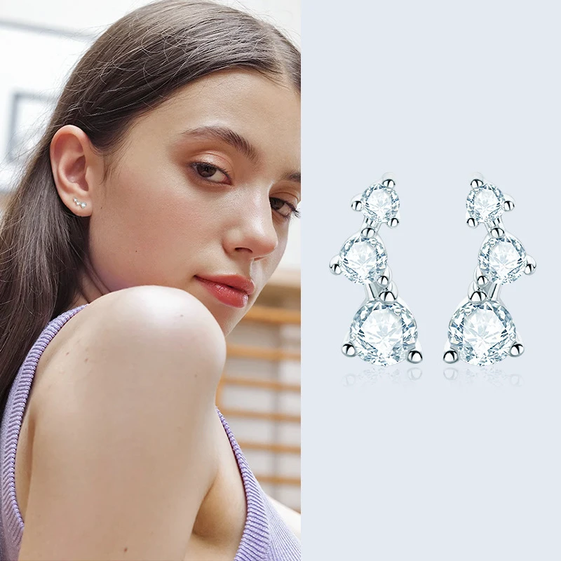 Moissanite Earrings 925 Sterling Silver Stud Earring  Moissanites Unique Women Men Jewelry Gift