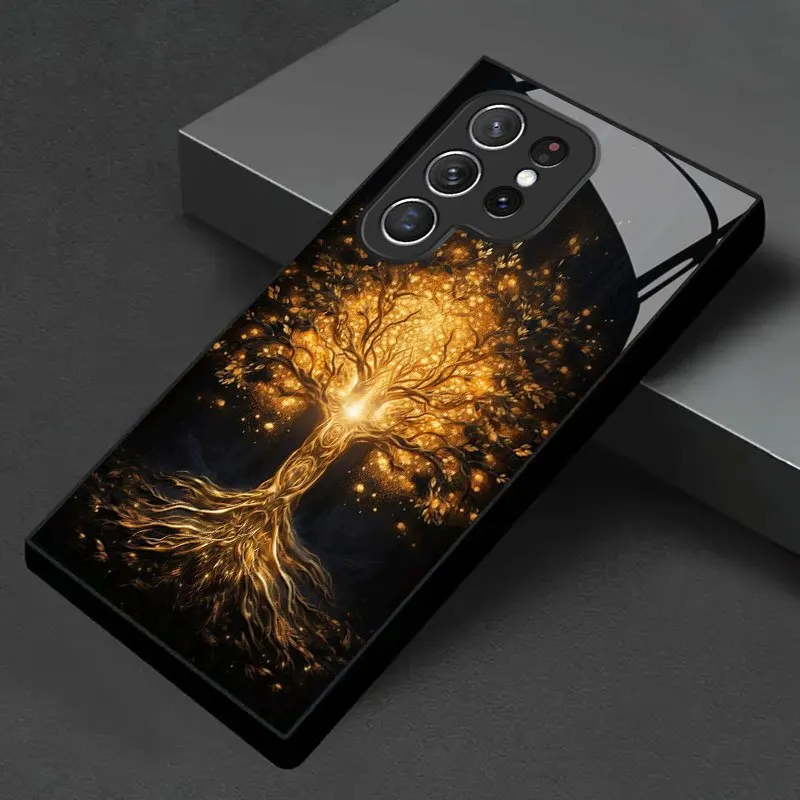

Golden Tree of Life New Black Phone Case for Samsung S25 S24/S24 FE/S24 Plus/S24 Ultra/S23/S23 FE/S23+/S23 Ultra/S22/S22