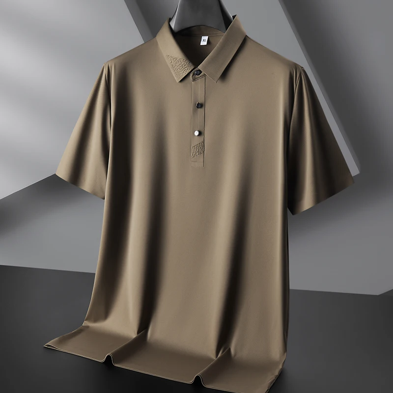 Size 8XL 7XL 6XL 2023 New Brand Loose Polo Shirt Men Summer Short Sleeve Business Tops High End Ice Silk Breathable Mens Shirts