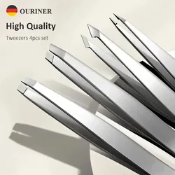 4pcs Professional Tweezers Set Perfect For Eyebrow Hair Removal Splinter & Ingrown Hair Removal & More With Storage Bag & For Me