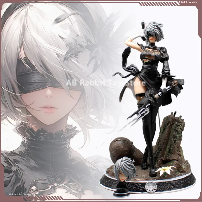 Nier Automata Anime Figure Hunter 2b Yorha No.2 Type B 33cm Action Figurine Two Head Statue Decor Collection Model Doll Toy Gift