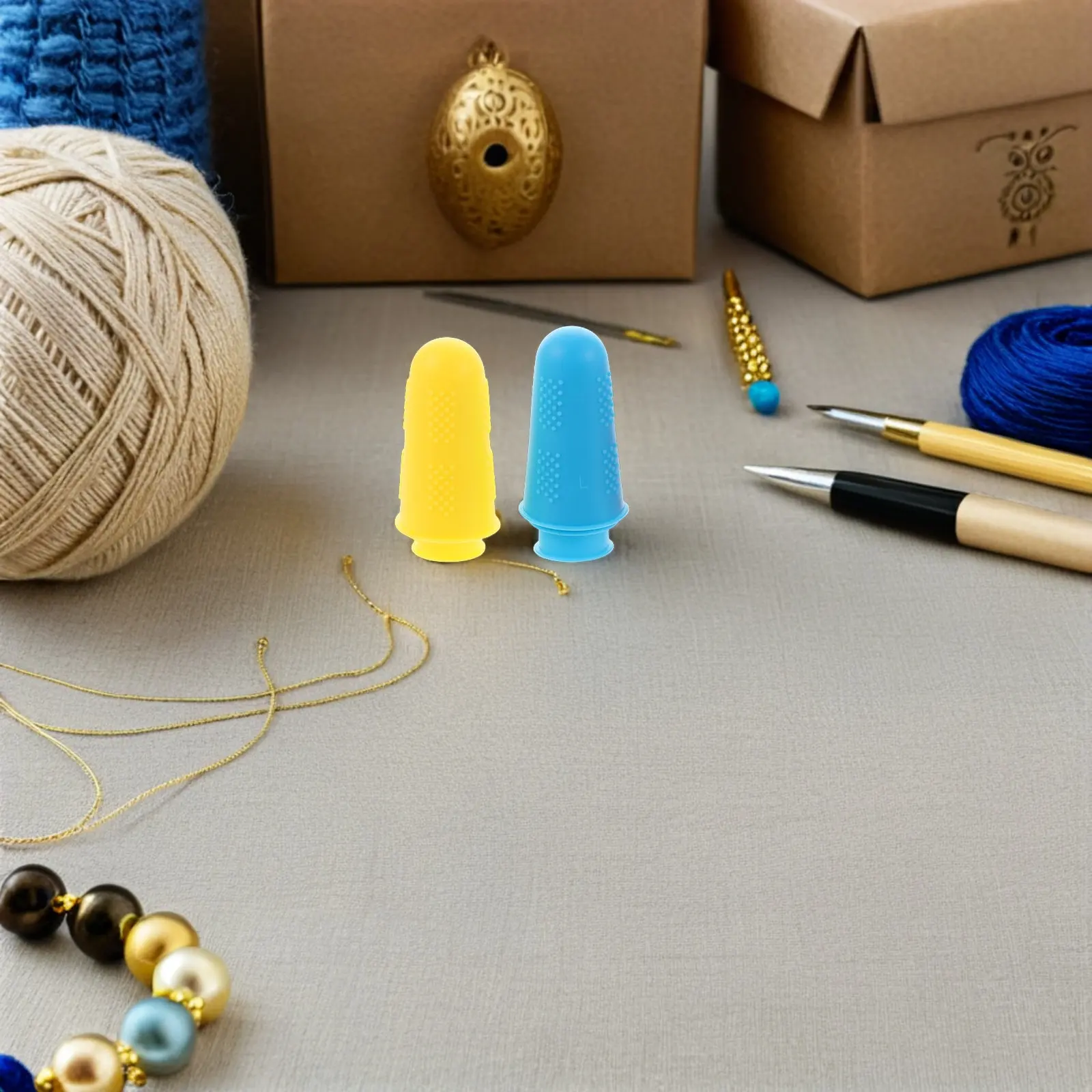 

32Pcs Silicone Thimble Finger Guards Reusable Heat Resistant Antislip Textured for Sewing Embroidery Needle Felting Knitting DIY