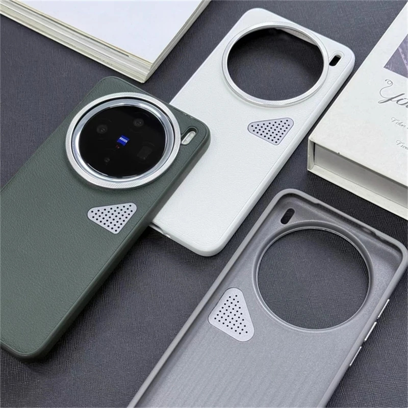 

Охлаждающий чехол для Vivo X200 Pro Mini X100 Ultra X100Pro 5G, роскошный кожаный чехол из личи, жесткий чехол для телефона, противоударный бампер