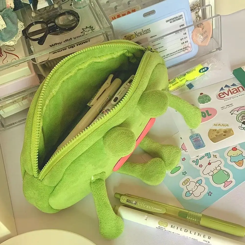 Desktop Organizer Big Mouth Frog Pen Bag Large Capacity Cosmetic Pouch Stationery Pouch Plush Pencil Holder Pencil Cases Student