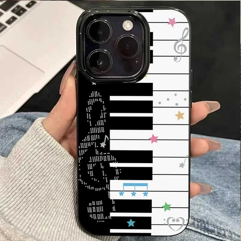 Coreano ins arte piano notas chave criativo bonito caso de telefone para iphone 17 16 15 14 13 12 11 pro max 17air 16e x xr xs 7 8 plus capa