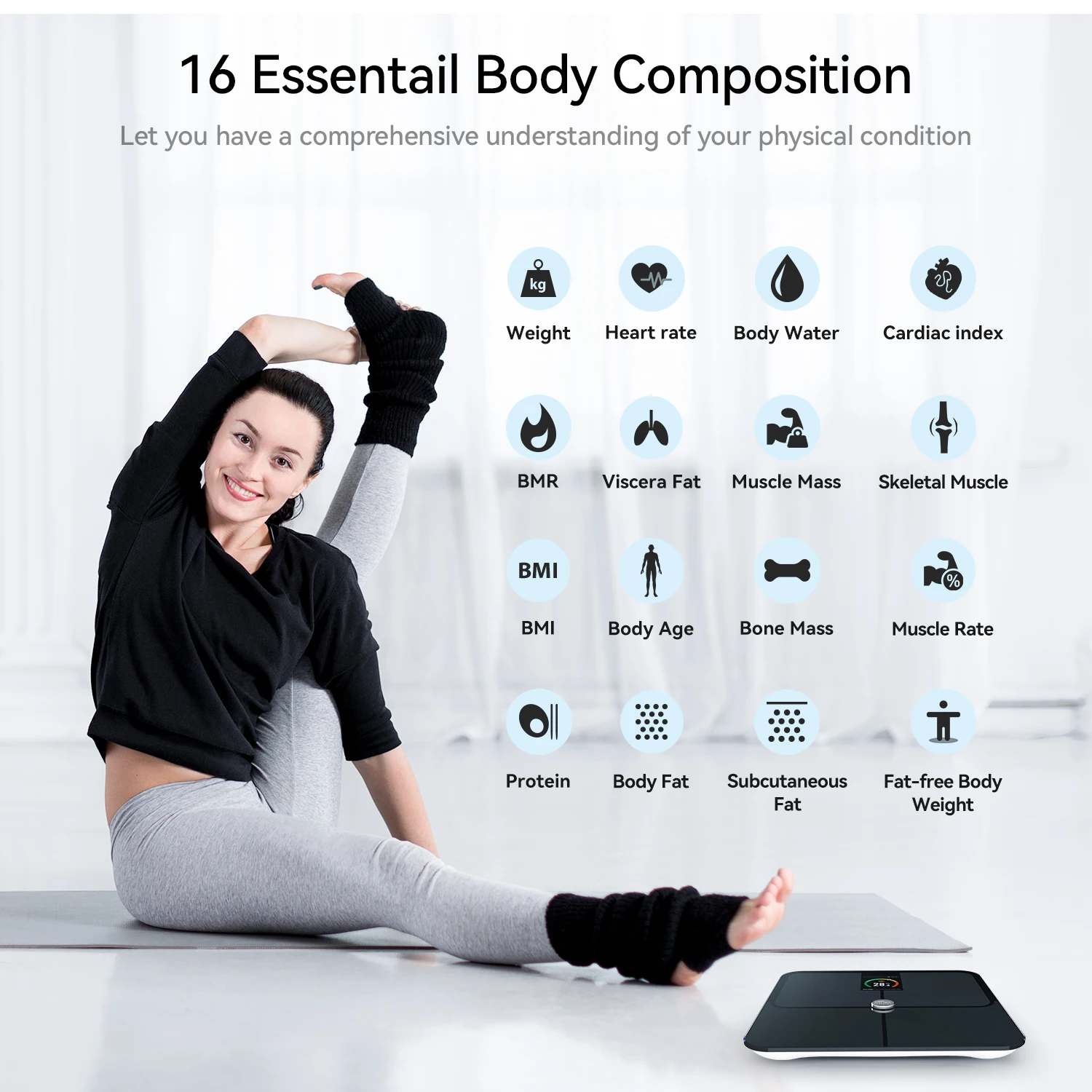 HAIZHIHUISmart BMI Scale For Body Weight And Fat Percentage,  With Large Display For BMI Heart RateConnectable to FitdaysAPP