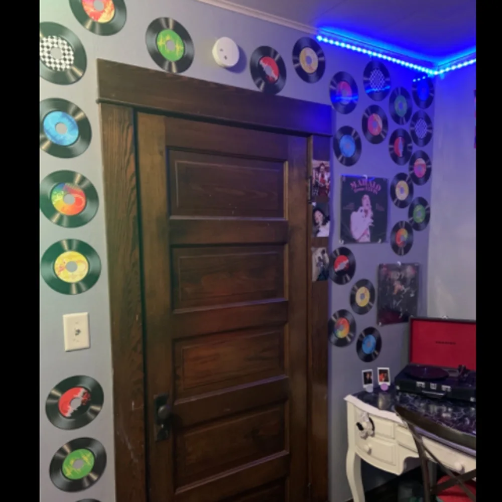 Vintage Records Rock and Roll Music Party Background Wall Decoration 80s 90s Birthday Party Disco Music Party Decor Supplies