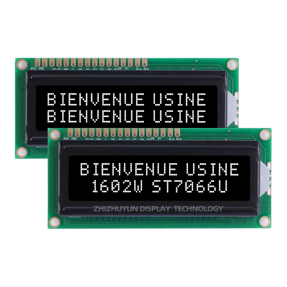 1602W European Character LCD Module Display Screen Green Light 16X2 Large Window Multiple Word Library 64*16Mm