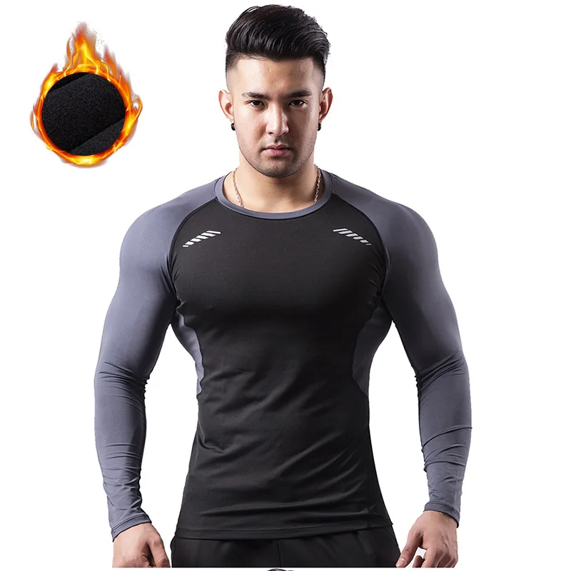 

Men Undershirts Warm Thermal Underwear Thin Fleece Elastic Quick Dry Compression Fitness For Winter Sports Wear Base Layer