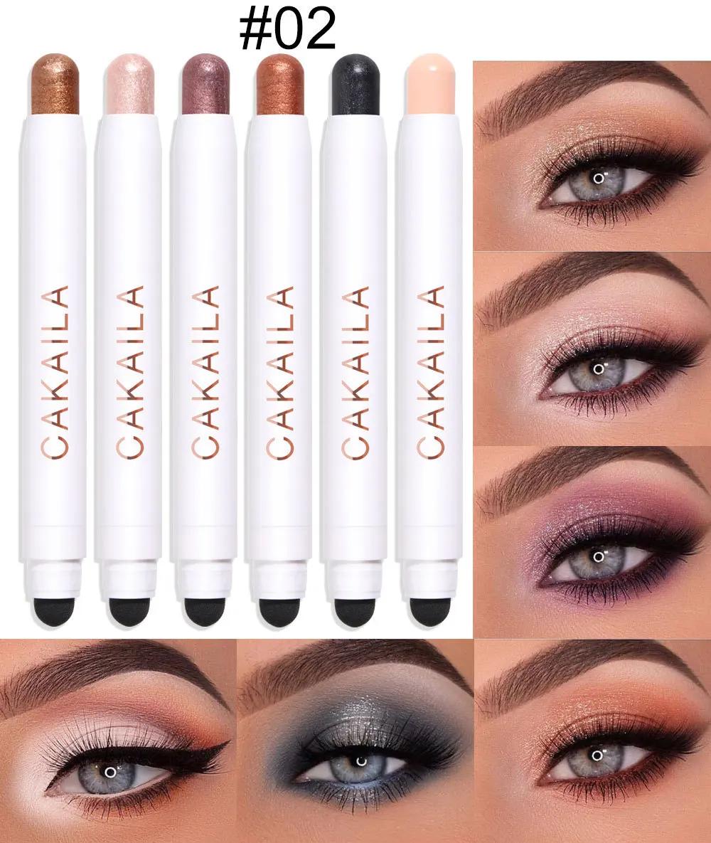 CAKAILA New 6 Color/Set Eye Shadow Silky Matte Eye Makeup Base Cream Glitter Sequins Lying Silkworm Brightening Eyeshadow Stick