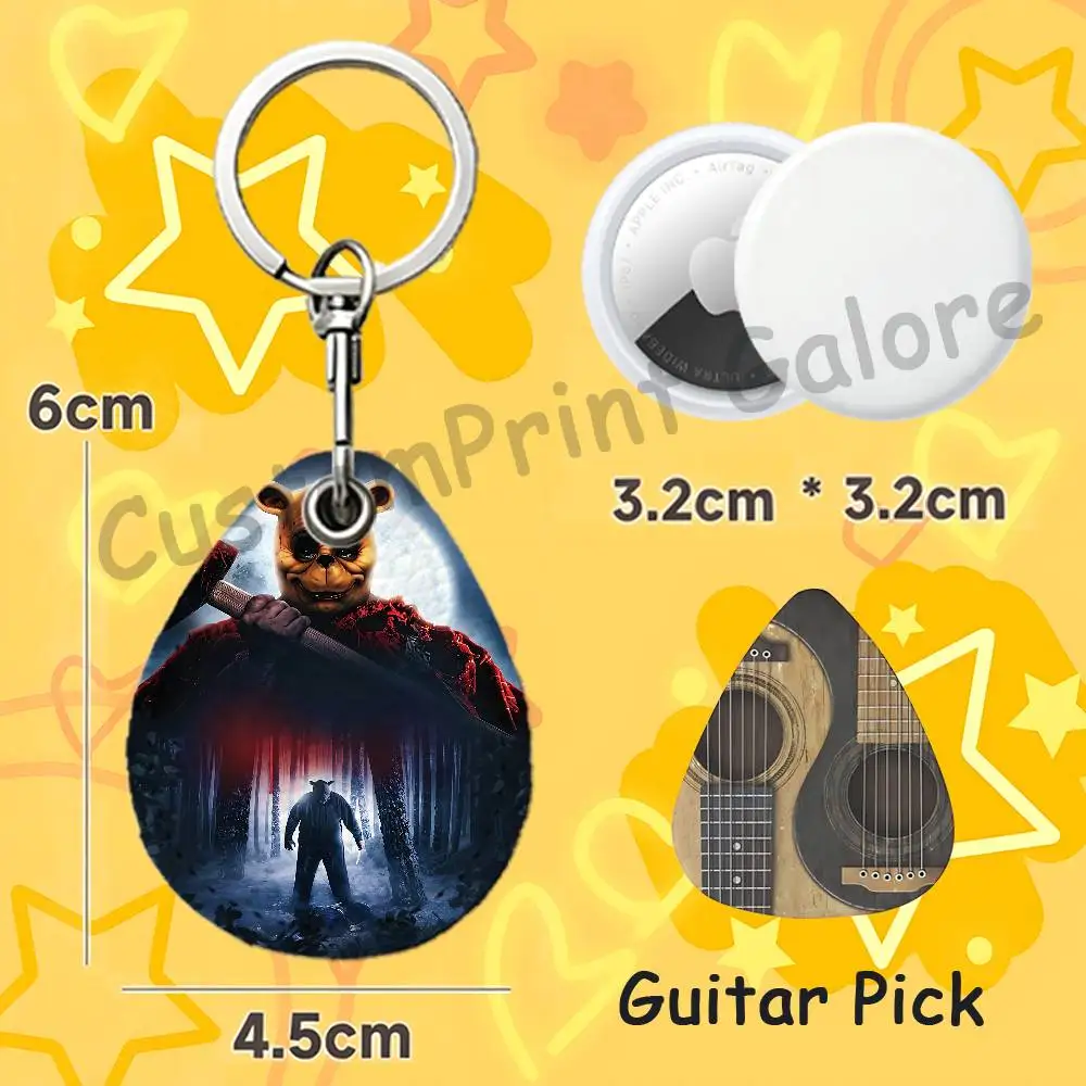 B-Blood and H-Honey Teardrop Leather Key Fob For AirTag Holder NFC Token Cover Bag Charm Pebbled Leather