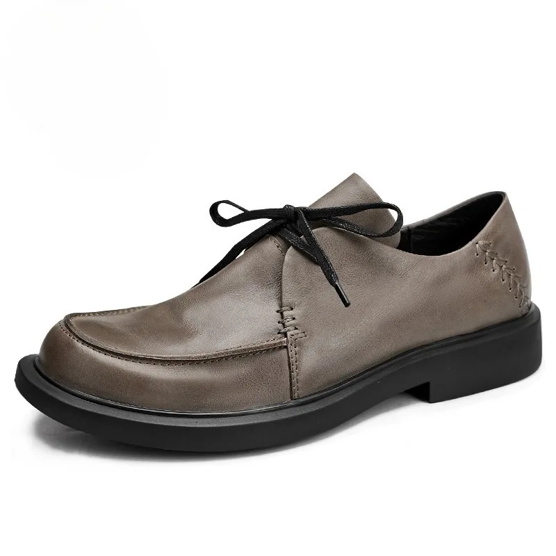 

Designer Luxury Men's Shoes Cowhide Soft Soled Casual Flat Bottom Lace Up Trendy Business Shoes Male Formal Work Leather Shoes