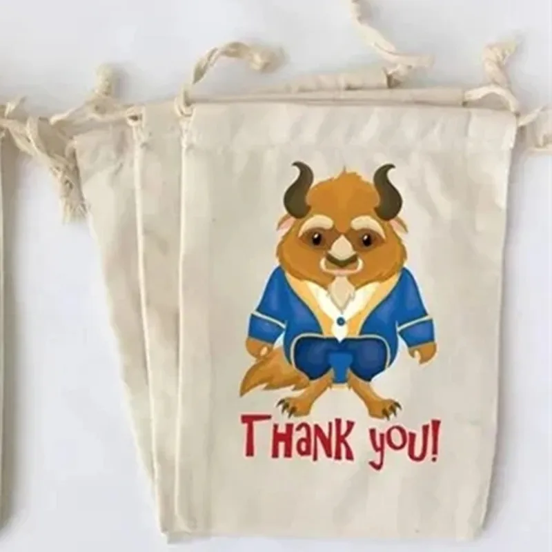 25pcs Custom Beauty thank you candy gift bag,boy girl the Beast 1st 2nd 3rd 4th 5th 6th birthday party decoration favor bags