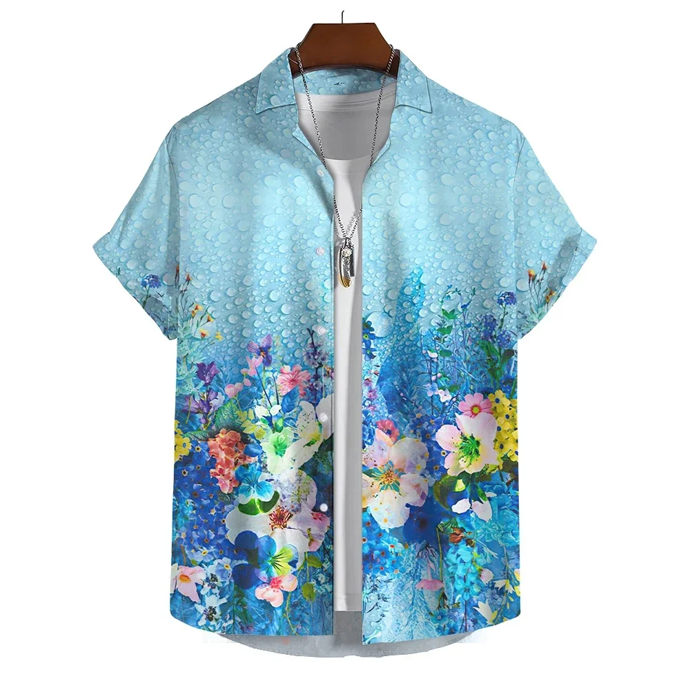 Summer Men's Shirt Hawaiian Shirt Floral Pattern 3D Printed Outdoor Street Short Sleeve Button Men Beach Shirt Men Clothing