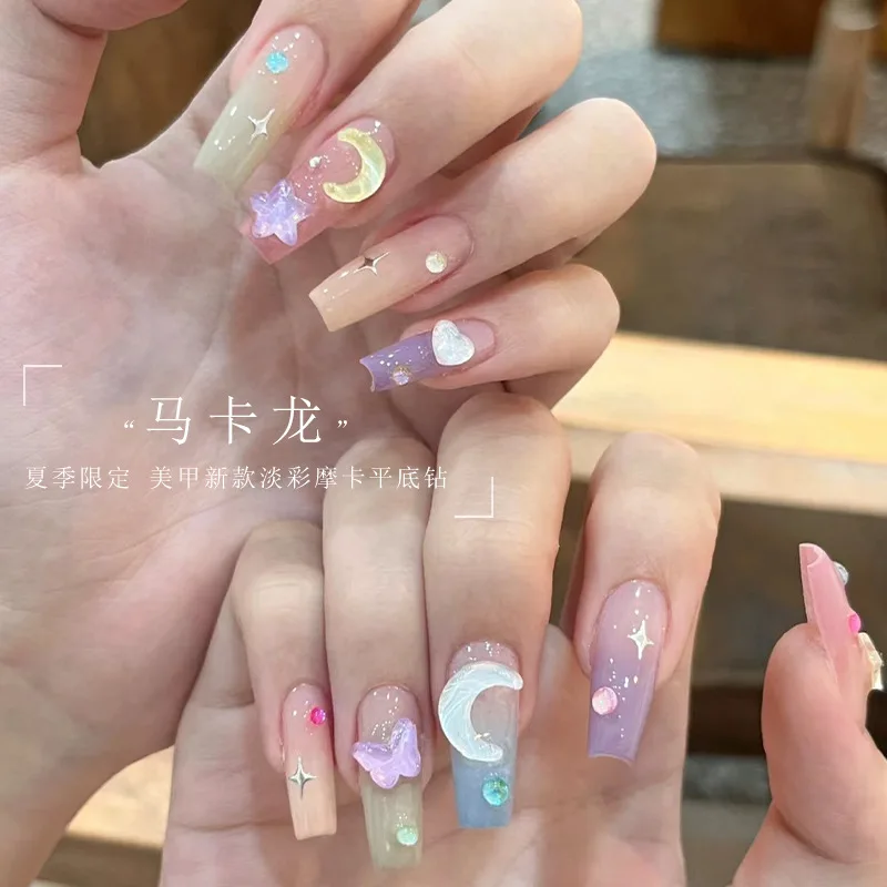 

New Hot Selling Mocha Nail Accessories Mixed Flat Diamond Light Color Macaron Moon Star Butterfly Nail Accessories Nail Supplies