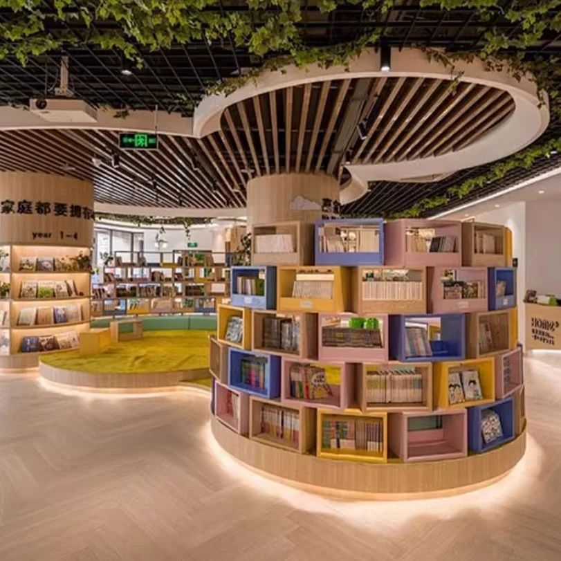 Biblioteca infantil, muebles de jardín de infantes, estanterías Estanterías con temática de animales de diseño personalizado