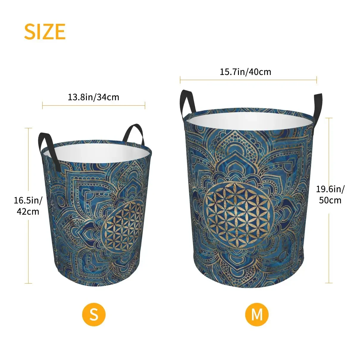 Flower Of Life In Lotus Mandala Foldable Laundry Baskets Dirty Clothes Sundries Storage Basket Organizer Large Waterproof Box