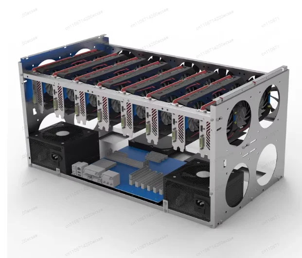 

Может размещать 6, 8, 10 карт, фиксированная стойка для GPU, открытая стойка-кронштейн для нескольких видеокарт.