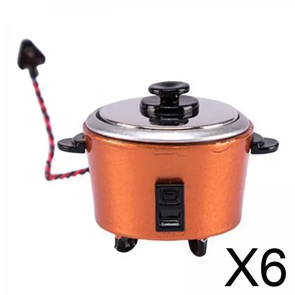 

Mini Dollhouse Kitchen Accessories Metal Rice Cooker Soup Pot Model 1 12 Scale for Dollhouse Room Décor