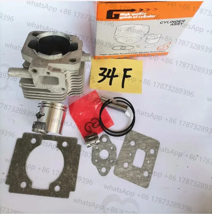 Conjunto de anéis de pistão de cilindro CG260 1E34F 34F 34mm com junta e rolamento para roçadeira, aparador de grama e aparador de cerca viva