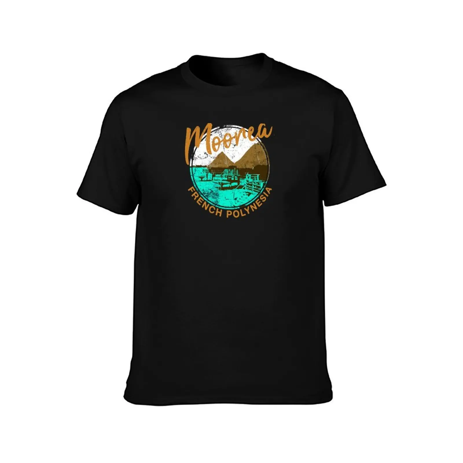Moorea Over Water Bungalow French Polynesia Retro Travel T-Shirt, Summer Casual Cotton Tee, Oversized Streetwear Tops