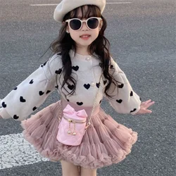 New Water Bucket Bag Fashion Grid Chain Bag Simple Bow Children's Bag Sweet Crossbody Bag class bags for girls crossbody bags