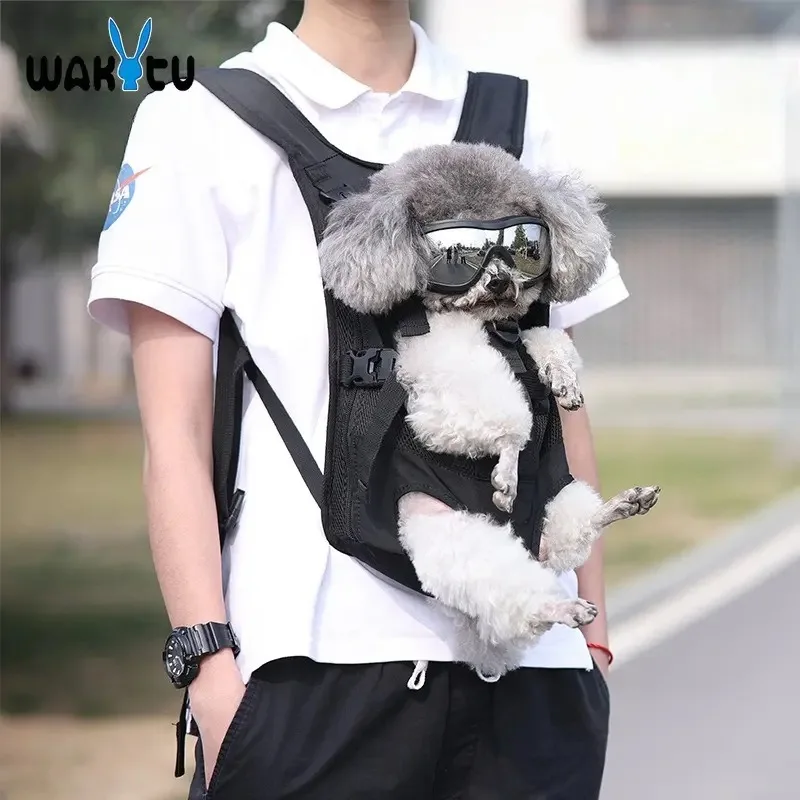 

Portable Dog Backpack Carrier,Pet Shoulder Bag for Small Medium Dogs, Adjustable Hands Free Dog Chest Carrier for Hiking Cycling